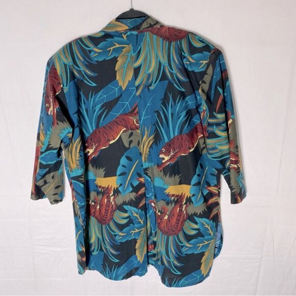 Vintage Handmade Jungle Cat Print Open Front Light Jacket Blazer XL - Picture 14 of 15